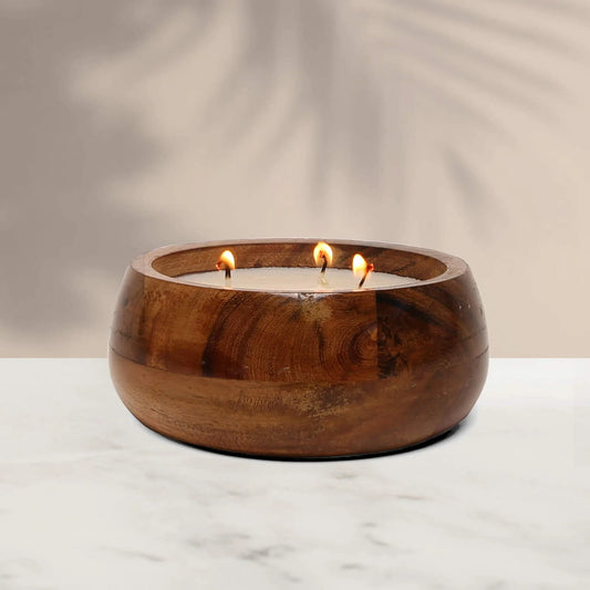 Wooden Bowl Candle - Jess - Amber - 15x7x15cm