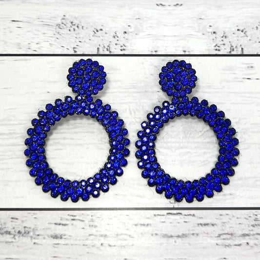 Embellished Blue Diamonte Earrings