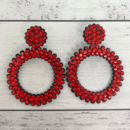 Embellished Red Diamonte Earrings