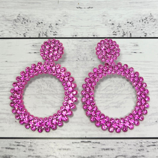 Embellished Pink Diamonte Earrings