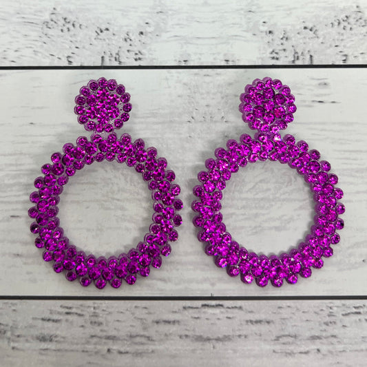 Embellished Purple Diamonte Earrings