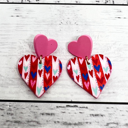 Pink & Red Heart Earrings