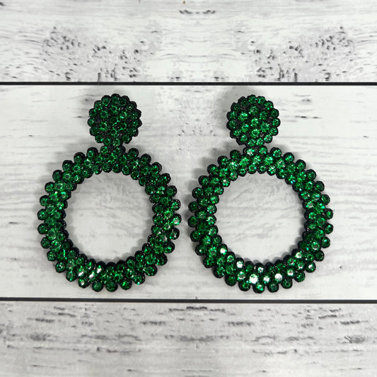 Embellished Green Diamonte Earrings