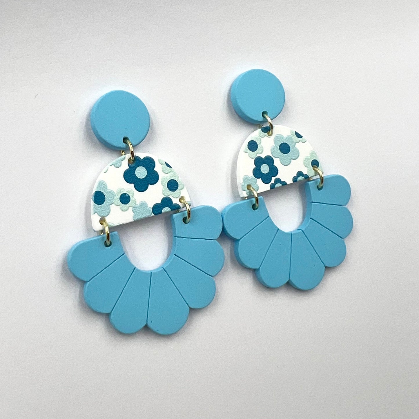 Blue Flower Print Earrings
