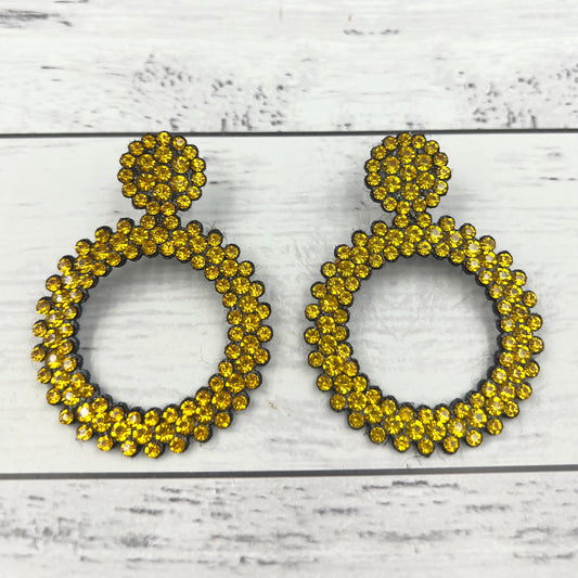 Embellished Yellow Diamonte Earrings