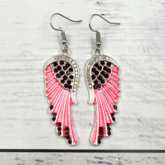 Pink & Red Wing Earrings