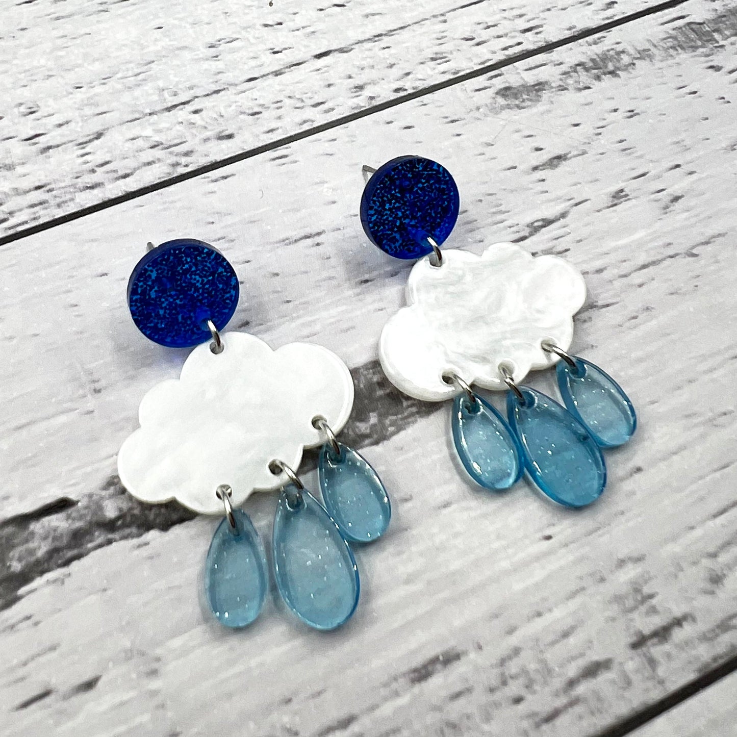 Acrylic Cloud & Rain Earrings