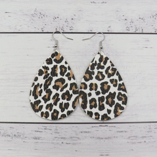Faux Leather Leopard Print Earrings