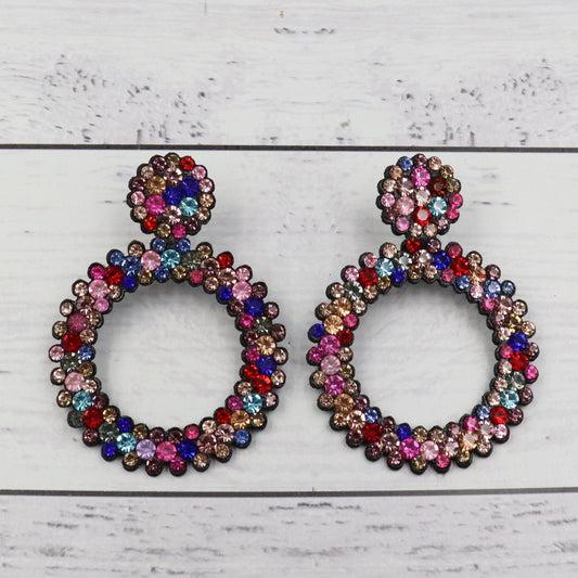 Embellished Multicolour Diamonte Earrings