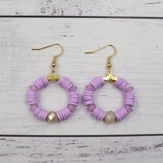 Light Purple Beaded Earrings