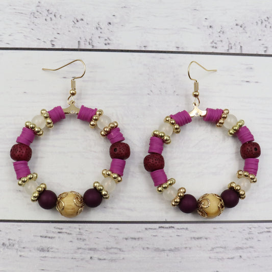 Brooklyn Purple & Gold Beaded Earrings