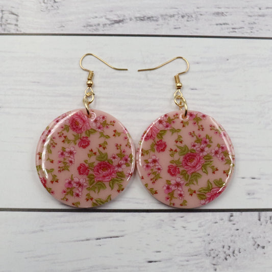 Amelia Pink Floral Resin Earrings