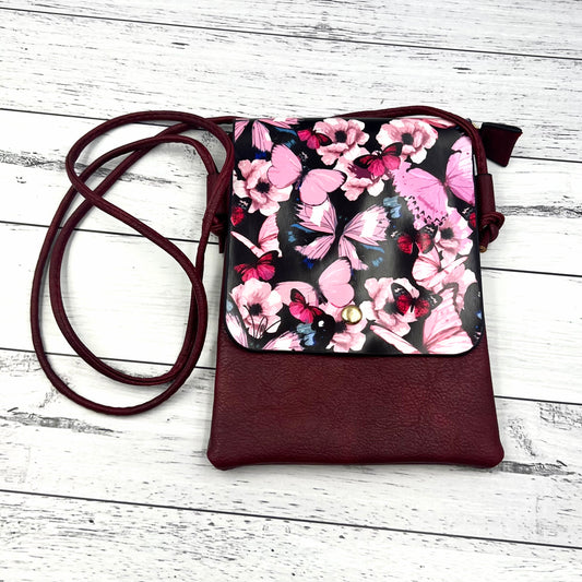 Maroon & Pink Butterfly Bag